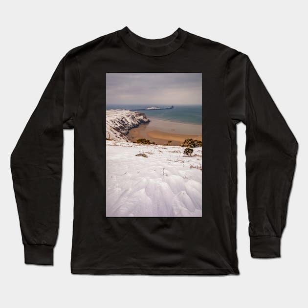 Worms Head, Rhossili Bay, Gower Long Sleeve T-Shirt by dasantillo